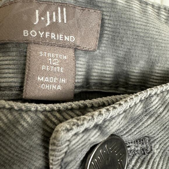 J. Jill Boyfriend Gray Corduroy Pants Five Pocket Mid Rise Stretch Sz 12 Petite - Picture 4 of 7
